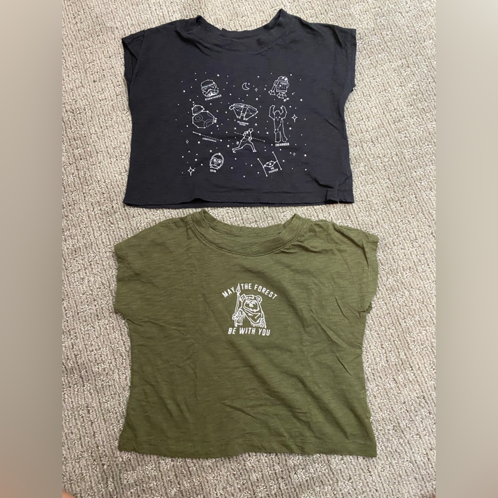 2 girls cropped style Star Wars t-shirts by Gap. Size small.